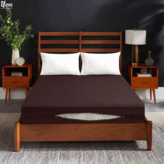Jersey Zipper Bed Fitted Sheet - Dark Brown