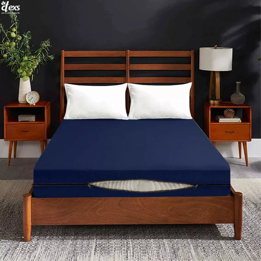 Jersey Zipper Bed Fitted Sheet - Navy Blue