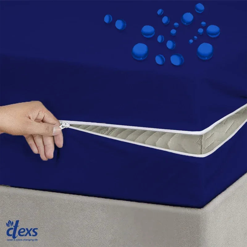Waterproof Zipper Mattress Protector Cover - Navy Blue - Ctexs