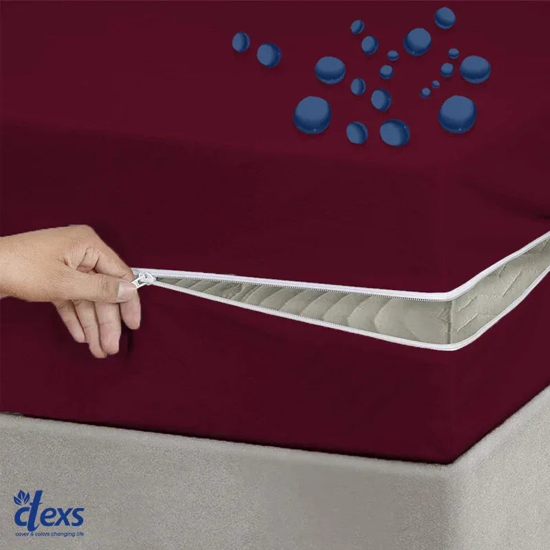 Waterproof Zipper Mattress Protector Cover - Mehroon - Ctexs