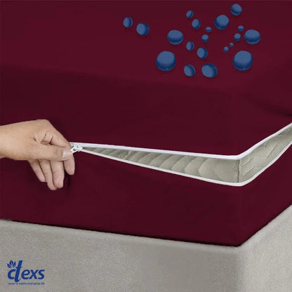 Waterproof Zipper Mattress Protector Cover - Mehroon - Ctexs