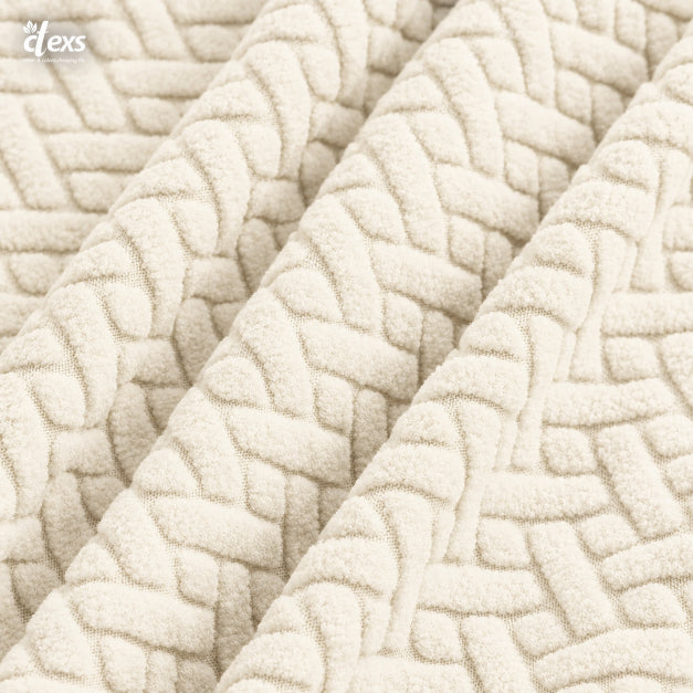 Stripe Jacquard Turkish Chair Cover - Off White