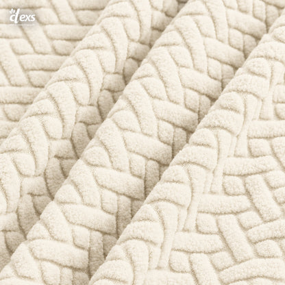 Stripe Jacquard Turkish Chair Cover - Off White