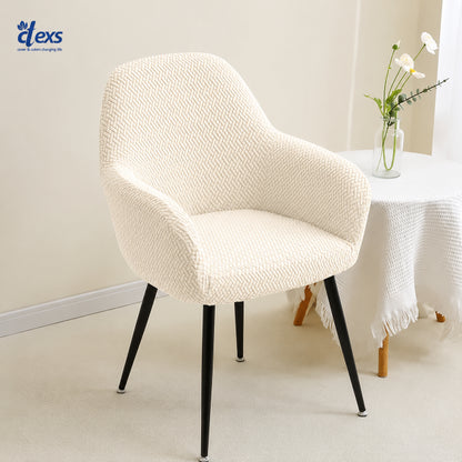 Stripe Jacquard Turkish Arm Chair Cover - Off White
