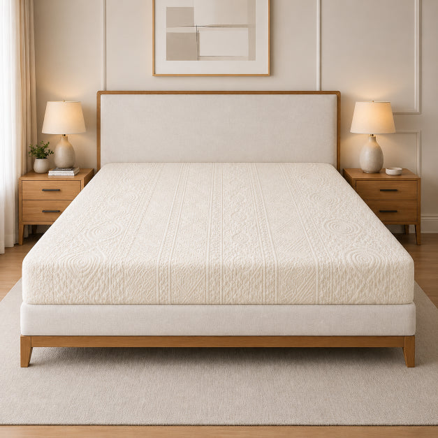 Embossed Geometric Jacquard Bed Fitted - Off White