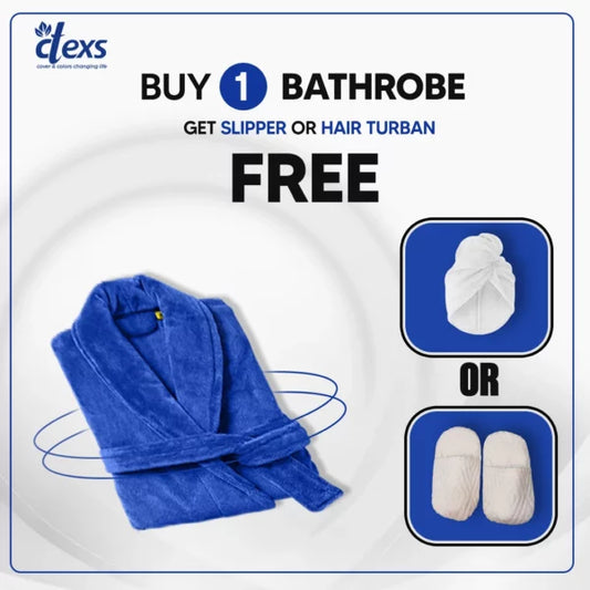 Buy 1 Bathrobe and Get a Free Random Color Bedroom Slippers or Hair Dry Turban