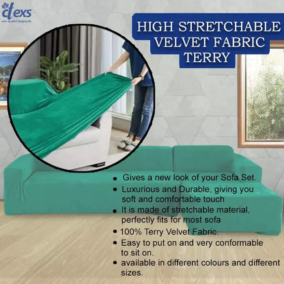 L-Shape Terry Stretchable Sofa Covers | Aqua Green - Ctexs