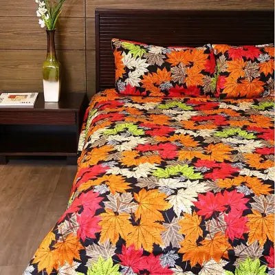 Autumn Leave Print Bed Sheet Set