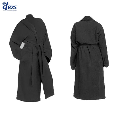 Unisex Fluffy Bathrobe - Black - Ctexs