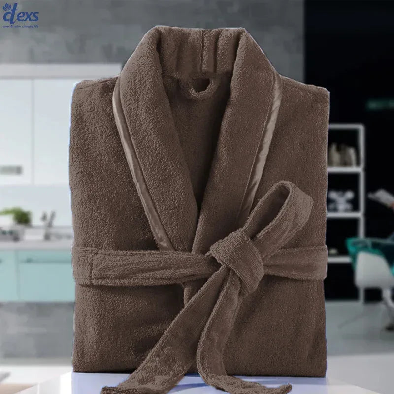 Unisex Fluffy Bathrobe - Dark Brown - Ctexs