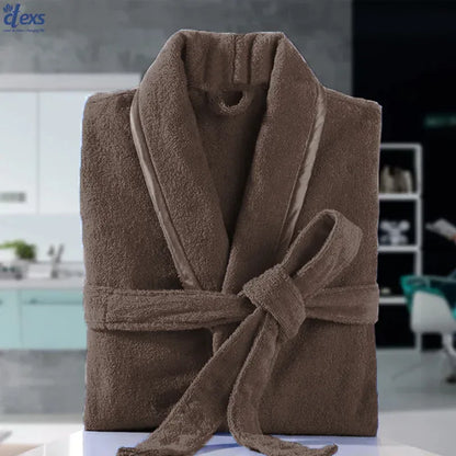 Unisex Fluffy Bathrobe - Dark Brown - Ctexs