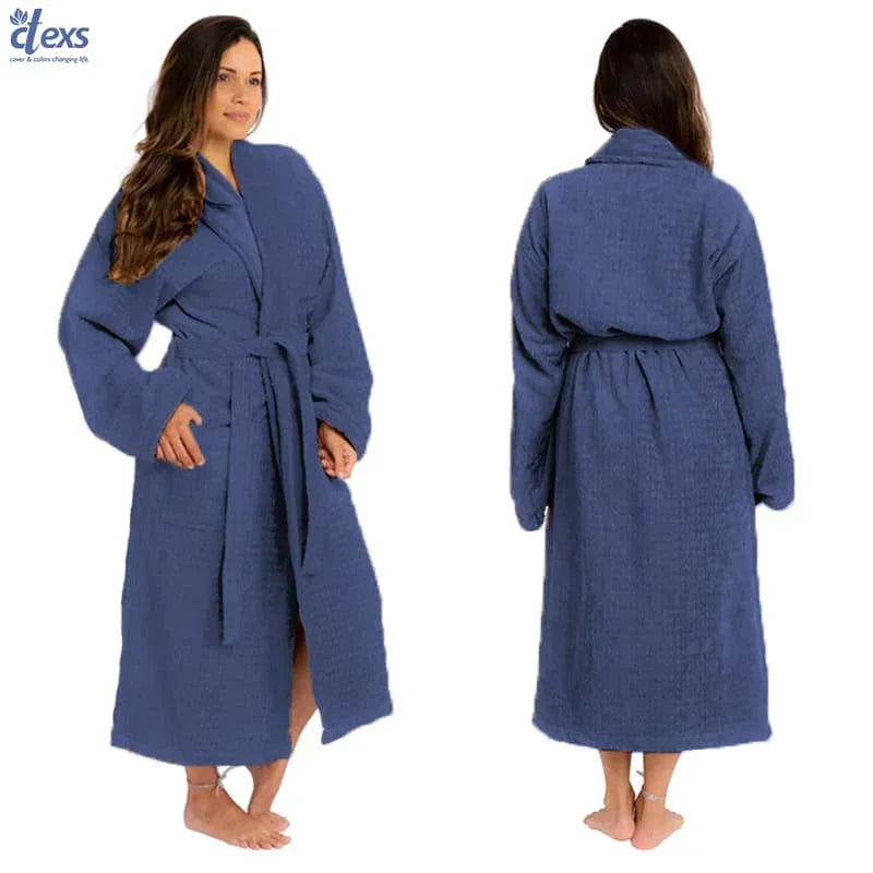 Unisex Fluffy Bathrobe - Navy Blue - Ctexs