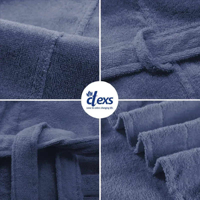 Unisex Fluffy Bathrobe - Navy Blue - Ctexs