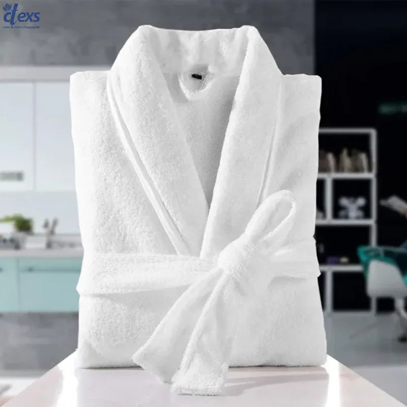 Unisex Fluffy Bathrobe - White - Ctexs