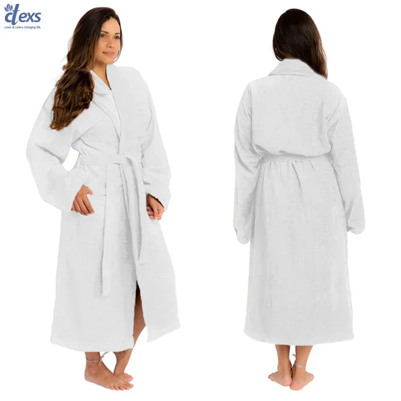 Unisex Fluffy Bathrobe - White - Ctexs