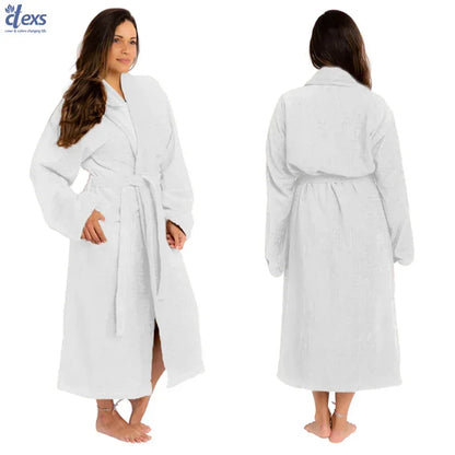 Unisex Fluffy Bathrobe - White - Ctexs