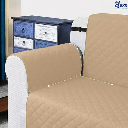Quilted Sofa Cover With Pocket | Beigh - Ctexs