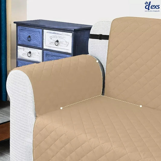 Quilted Sofa Cover With Pocket | Beigh - Ctexs