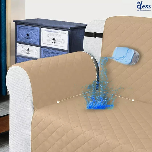 Waterproof Quilted Sofa Cover With Pocket | Beigh - Ctexs