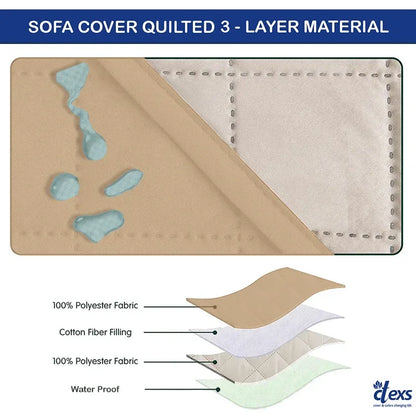 Waterproof Quilted Sofa Cover With Pocket | Beigh - Ctexs