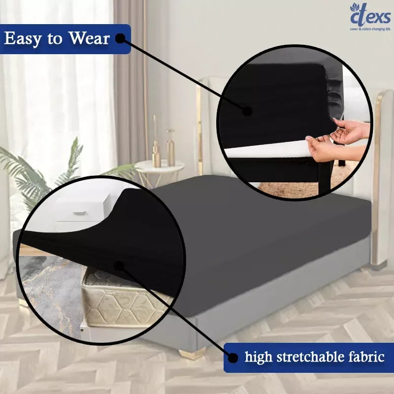 Jersey Fitted Sheet – 100% Cotton Stretchable Bed Sheet - Black