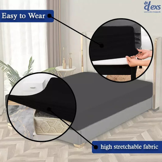 Jersey Fitted Sheet – 100% Cotton Stretchable Bed Sheet - Black
