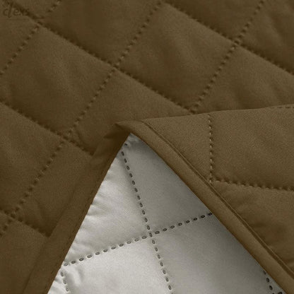 Quilted Sofa Cover With Pocket | Camel - Ctexs