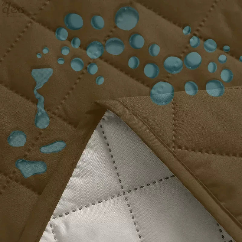 Waterproof Quilted Sofa Cover With Pocket | Camel - Ctexs