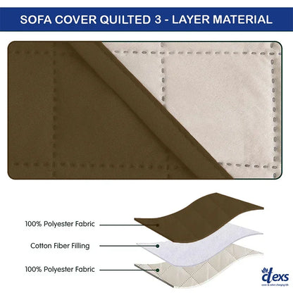 Quilted Sofa Cover With Pocket | Camel - Ctexs