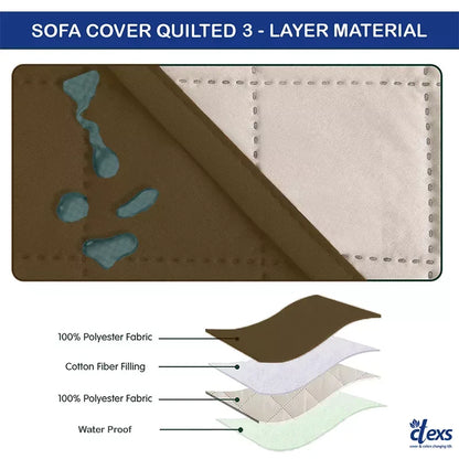 Waterproof Quilted Sofa Cover With Pocket | Camel - Ctexs