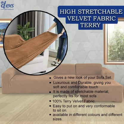 L-Shape Terry Stretchable Sofa Covers | Camel Brown - Ctexs