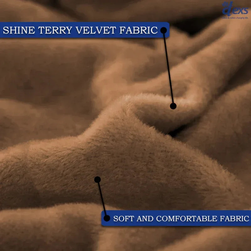 L-Shape Terry Stretchable Sofa Covers | Camel Brown - Ctexs