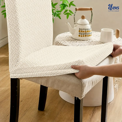 Stripe Jacquard Dining Chair Cover - Off White