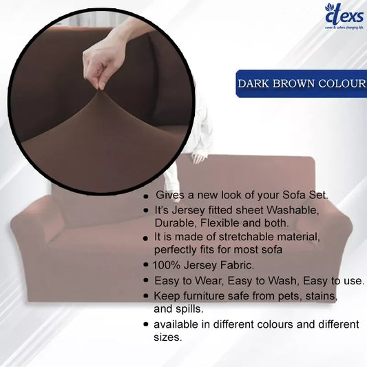 Jersey Sofa Cover - Dark Brown