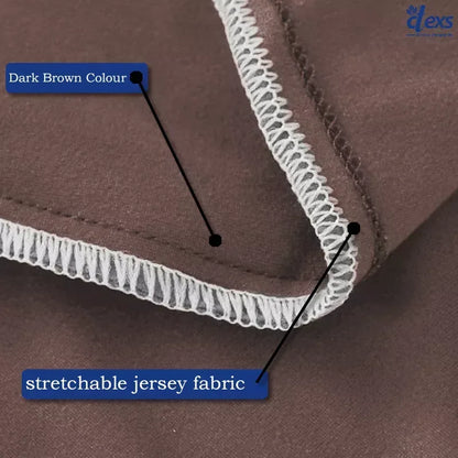 L Shape Jersey Sofa Cover - Dark Brown - Ctexs