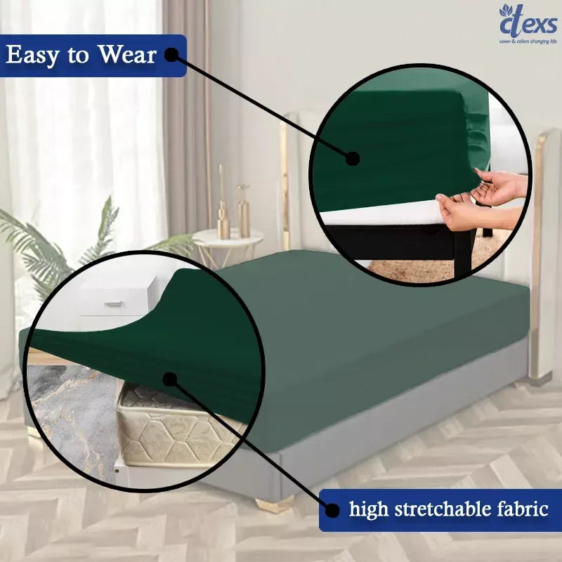 Jersey Fitted Sheet – 100% Cotton Stretchable Bed Sheet - Dark Green