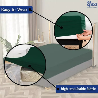 Jersey Fitted Sheet – 100% Cotton Stretchable Bed Sheet - Dark Green