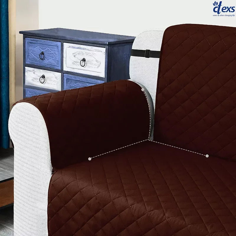 Quilted Sofa Cover With Pocket | Dark Brown - Ctexs