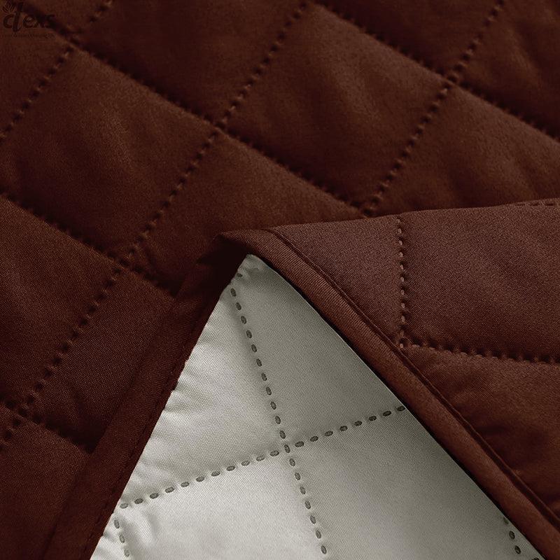 Quilted Sofa Cover With Pocket | Dark Brown - Ctexs