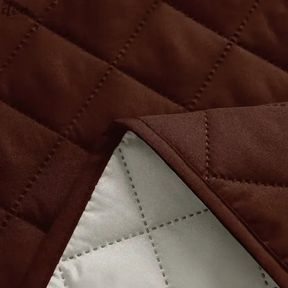 Waterproof Quilted Sofa Cover With Pocket | Dark Brown - Ctexs