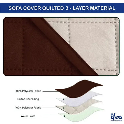 Waterproof Quilted Sofa Cover With Pocket | Dark Brown - Ctexs