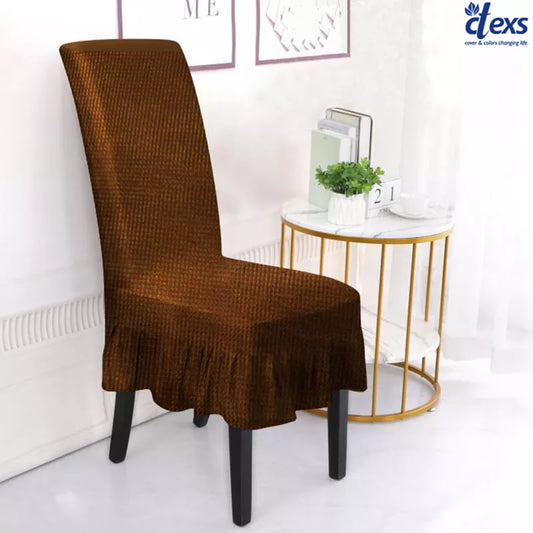 Decorative Frill Chair Cover Copper Brown