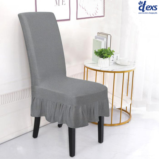 Decorative Frill Chair Cover Dark Gray