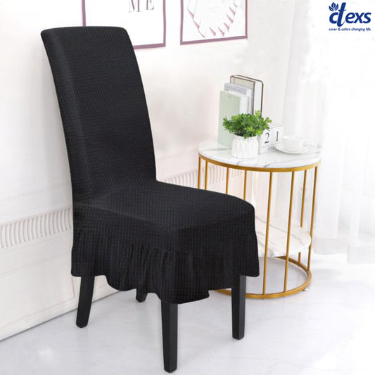 Decorative Frill Chair Cover Jet Black