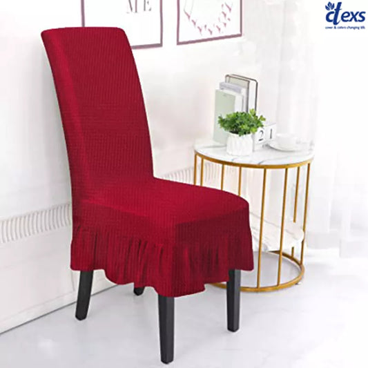 Decorative Frill Chair Cover Mehroon