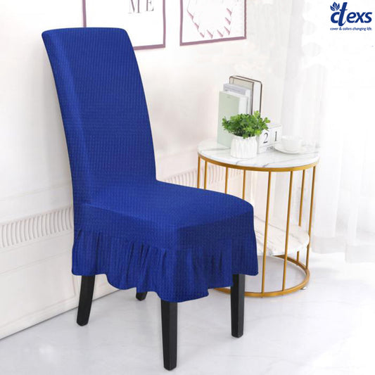 Decorative Frill Chair Cover Royal Blue