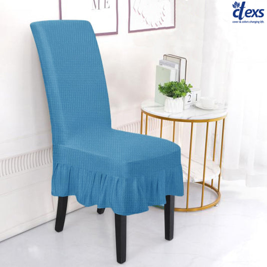 Decorative Frill Chair Cover Sky Blue