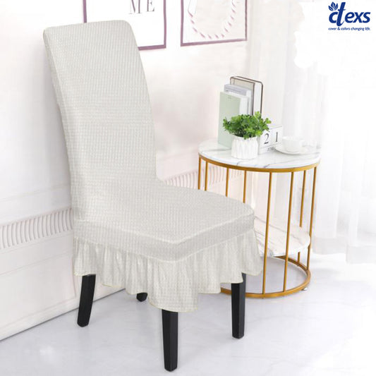 Decorative Frill Chair Cover White