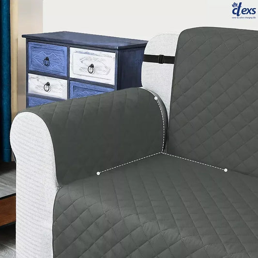 Quilted Sofa Cover With Pocket | Grey - Ctexs