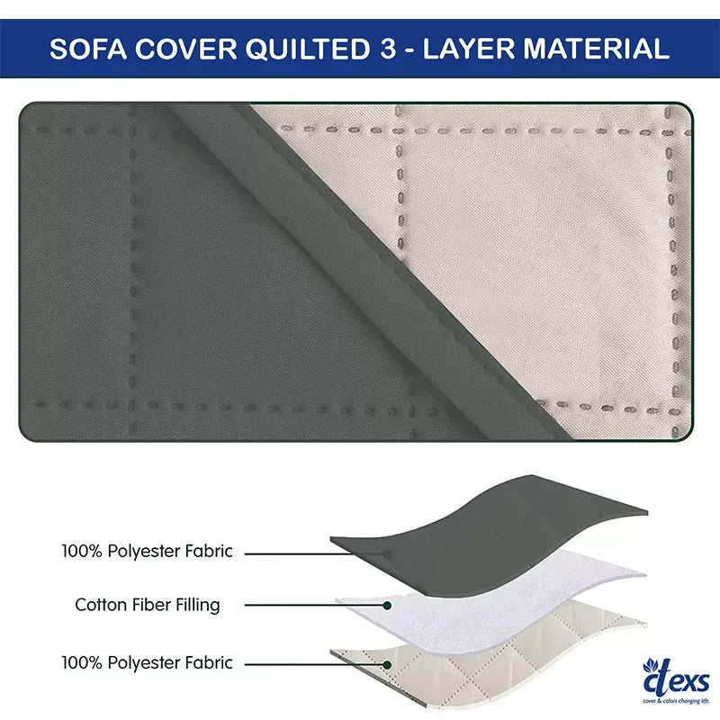 Quilted Sofa Cover With Pocket | Grey - Ctexs